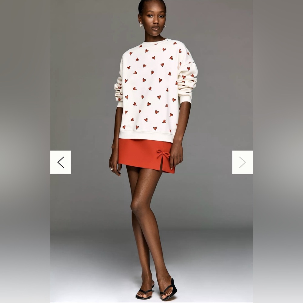 KULE The Oversized Allover Heart Sweatshirt - XS